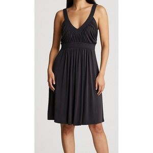 BCBGMAXAZRIA Petites Black Sleeveless V-Neck Babydoll Dress Sz 2P Y2K HOCO Party